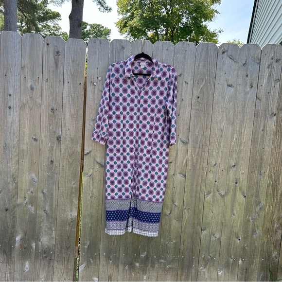 Chico's‎ Medallion Print Shirt Dress Maxi Women's Size 8/10 Multicolored - Picture 1 of 9
